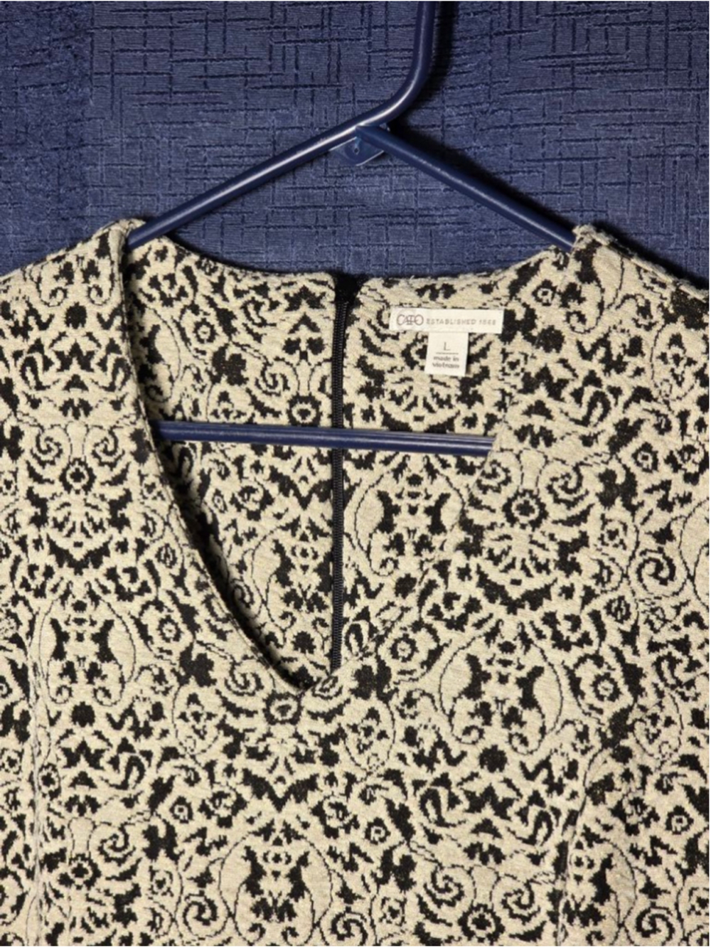 Women's Cato Long Sleeve Dress L Beige Black Patterned - Picture 3 of 5